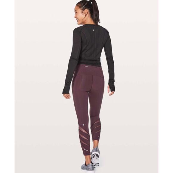 Lululemon Motionful 7/8 Tight 25” Black Cherry plum purple zip pocket mesh - Picture 4 of 8